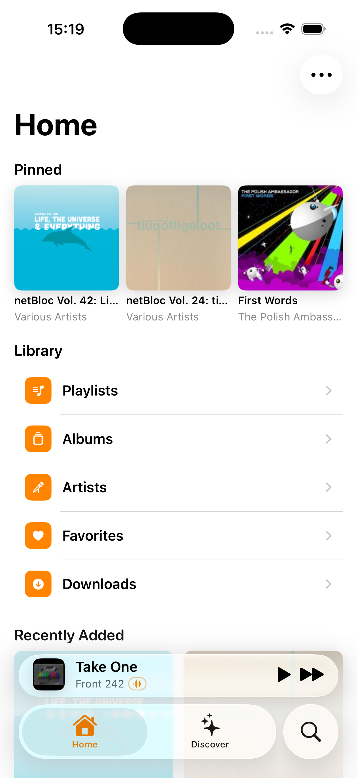 Cassette app on iPhone — home screen